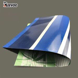 500D 18x17 0.40 Thickness Waterproof PVC Blue Striped Tarpaulin Fabric